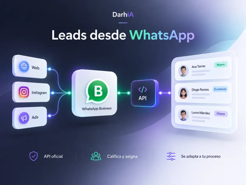 Mockup del agente de WhatsApp con triage de IA, vista 1