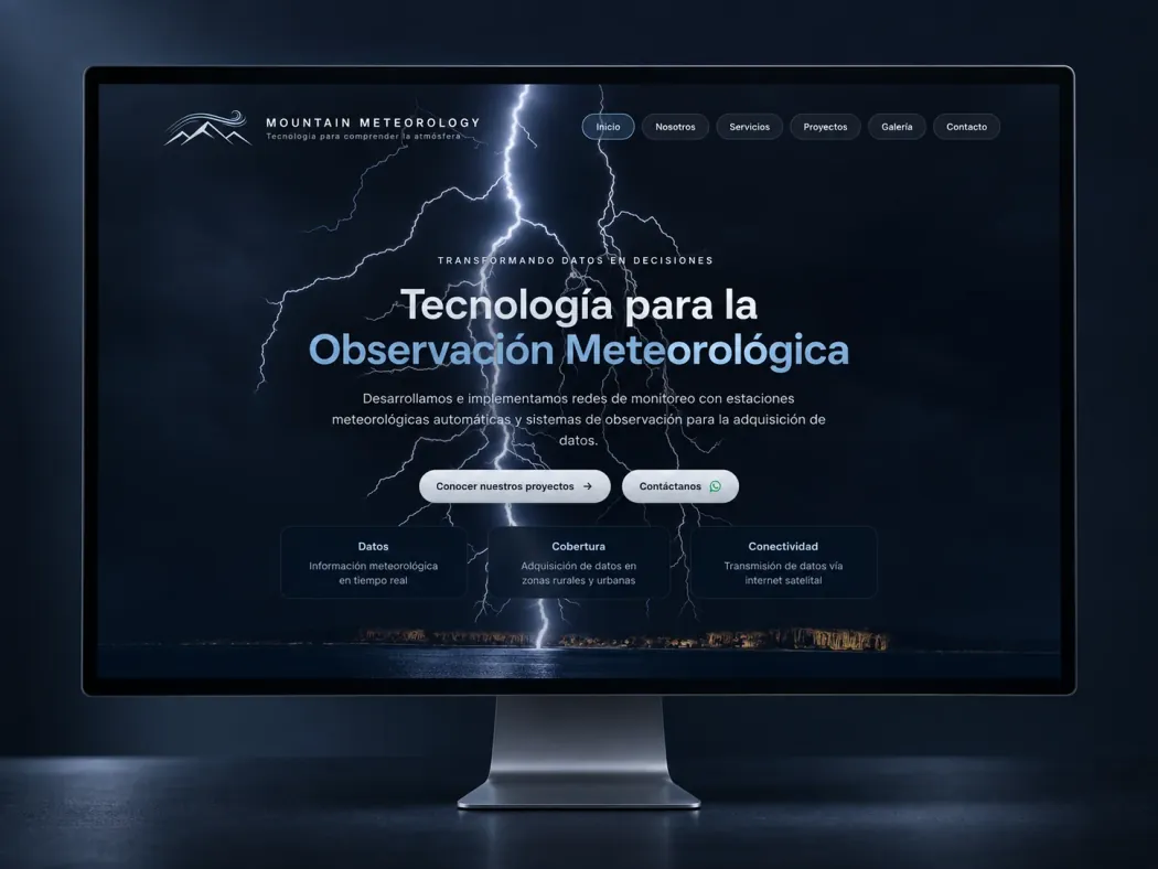 Mockup del sitio Mountain Meteorology, vista 1